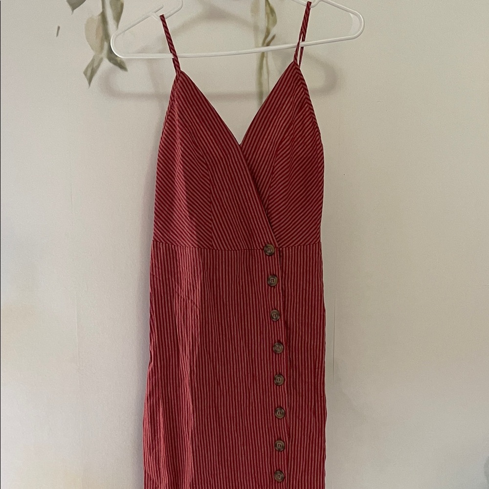 Knot Sisters Red Striped Sleeveless Midi Dress